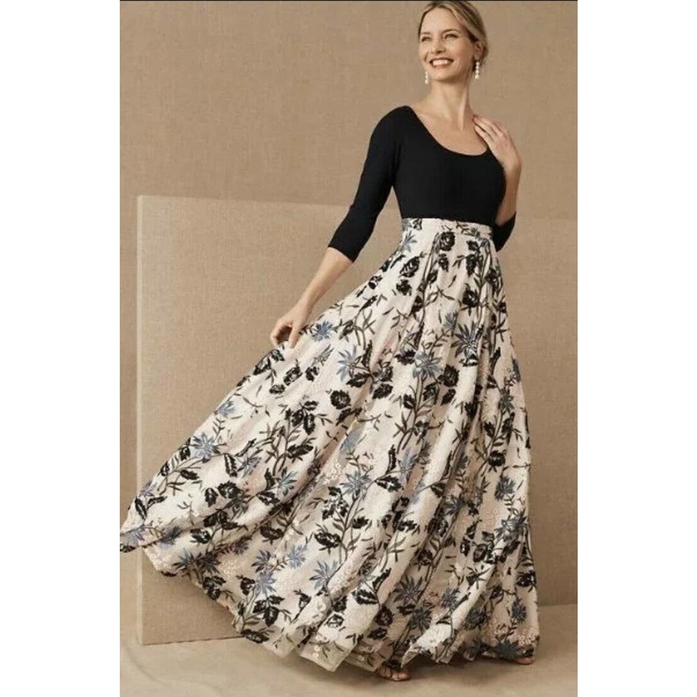 BHLDN Gianni Size 12  Floral Embroidered Gown Dress